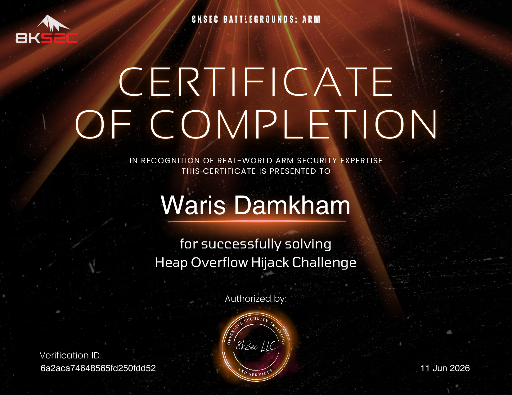 Heap Overflow Hijack certificate