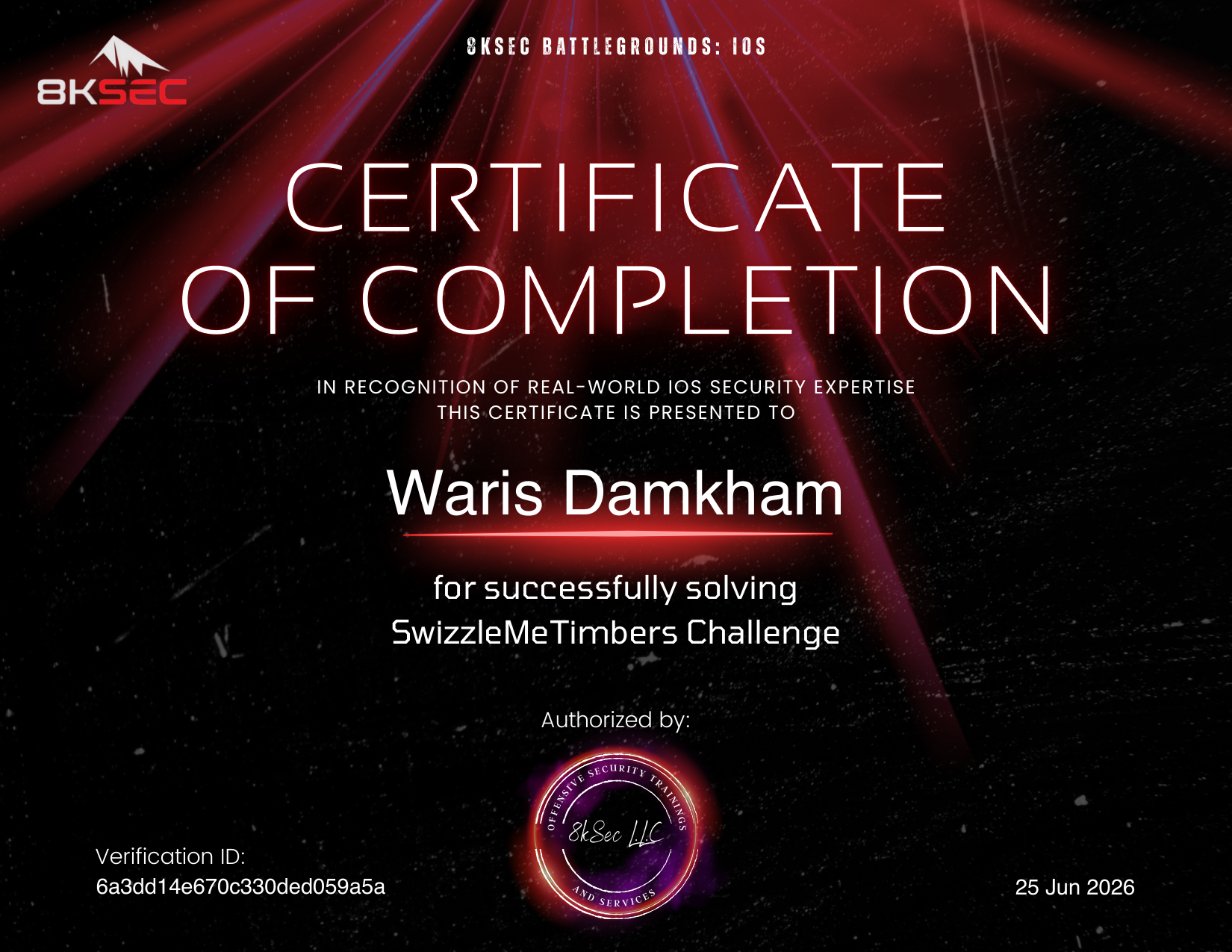 SwizzleMeTimbers certificate