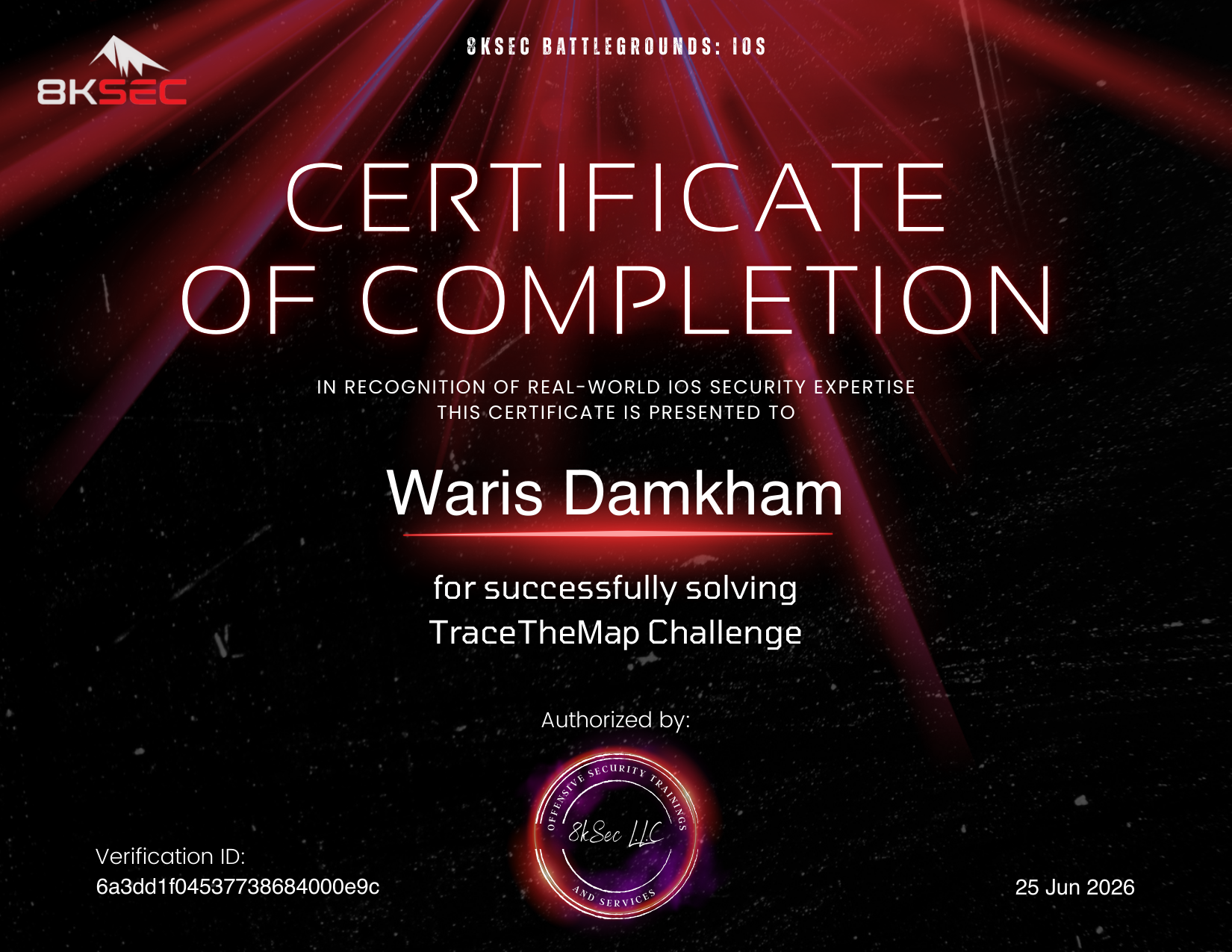 TraceTheMap certificate