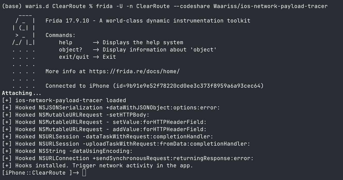ClearRoute CodeShare tracer loaded