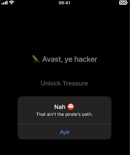 Failed treasure unlock