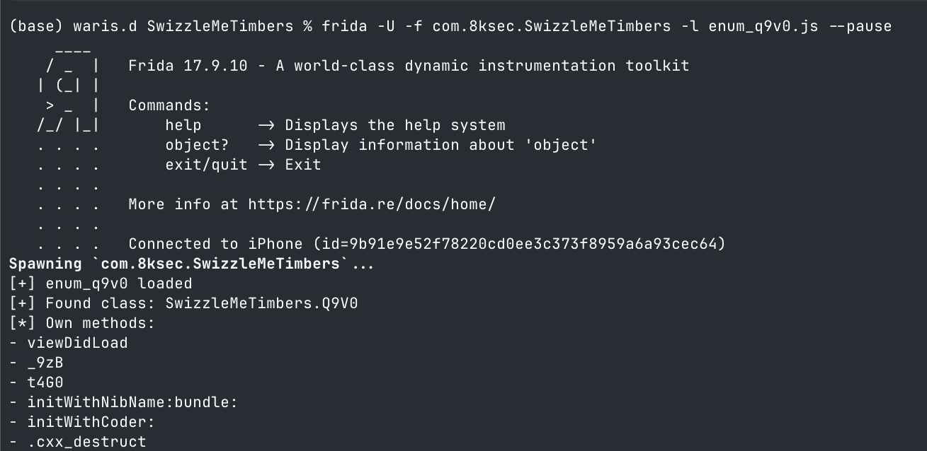 Enumerating Q9V0 Objective-C methods