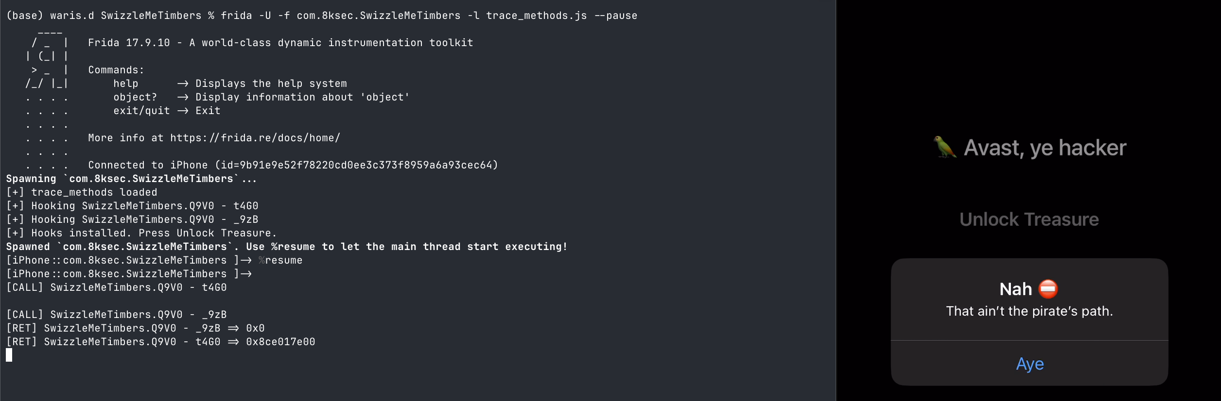 Tracing t4G0 and _9zB runtime calls