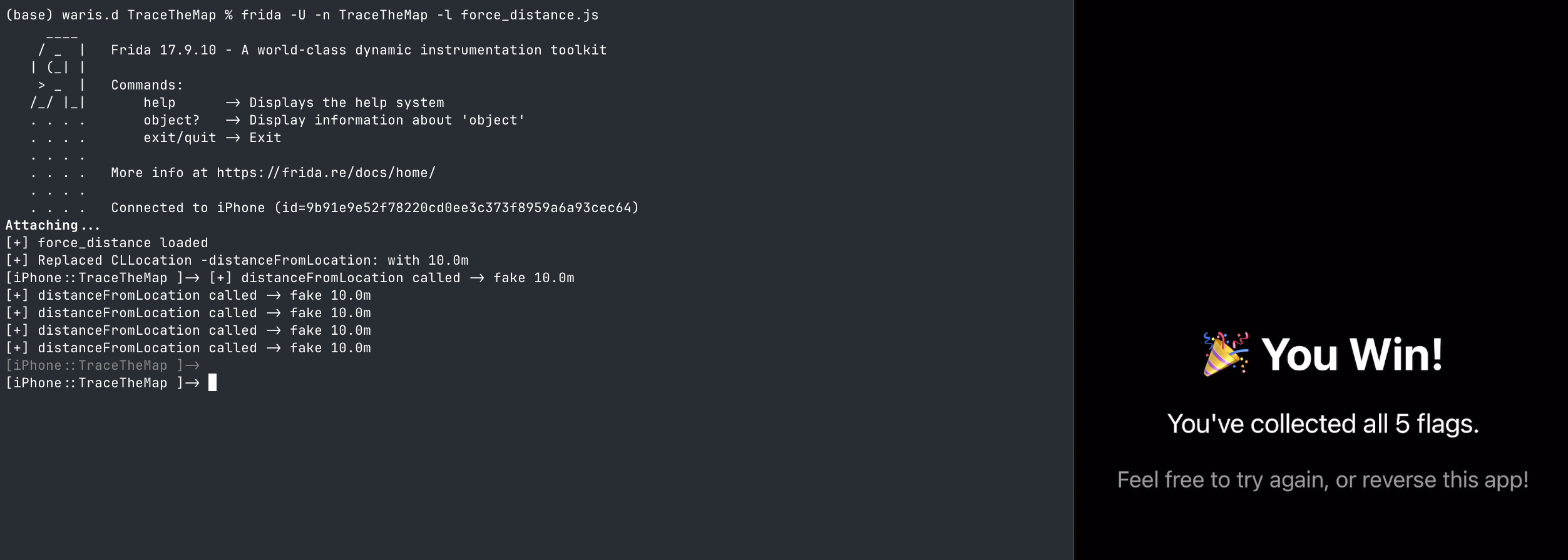 Forcing CLLocation distanceFromLocation to return 10 meters
