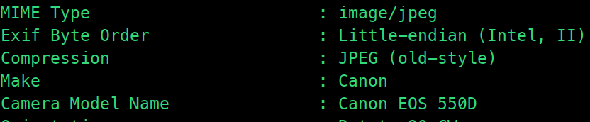 Camera model metadata