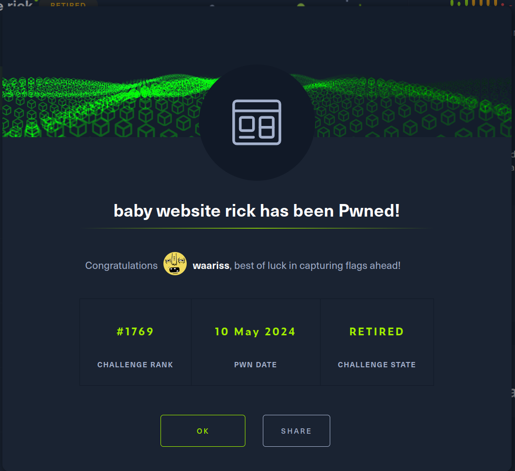 Baby Website Rick challenge