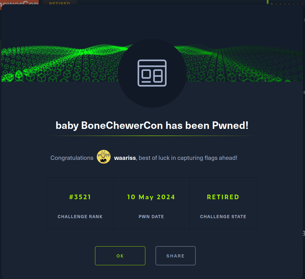 Baby BoneChewerCon challenge