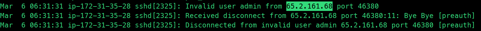 Failed SSH attempts in auth.log