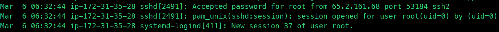 Session tracking in auth.log
