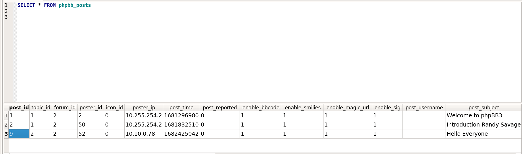 Malicious post evidence