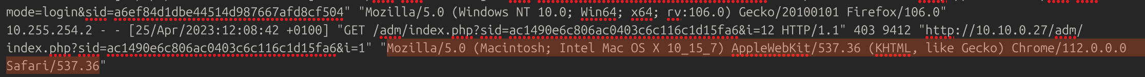 Administrator user agent evidence