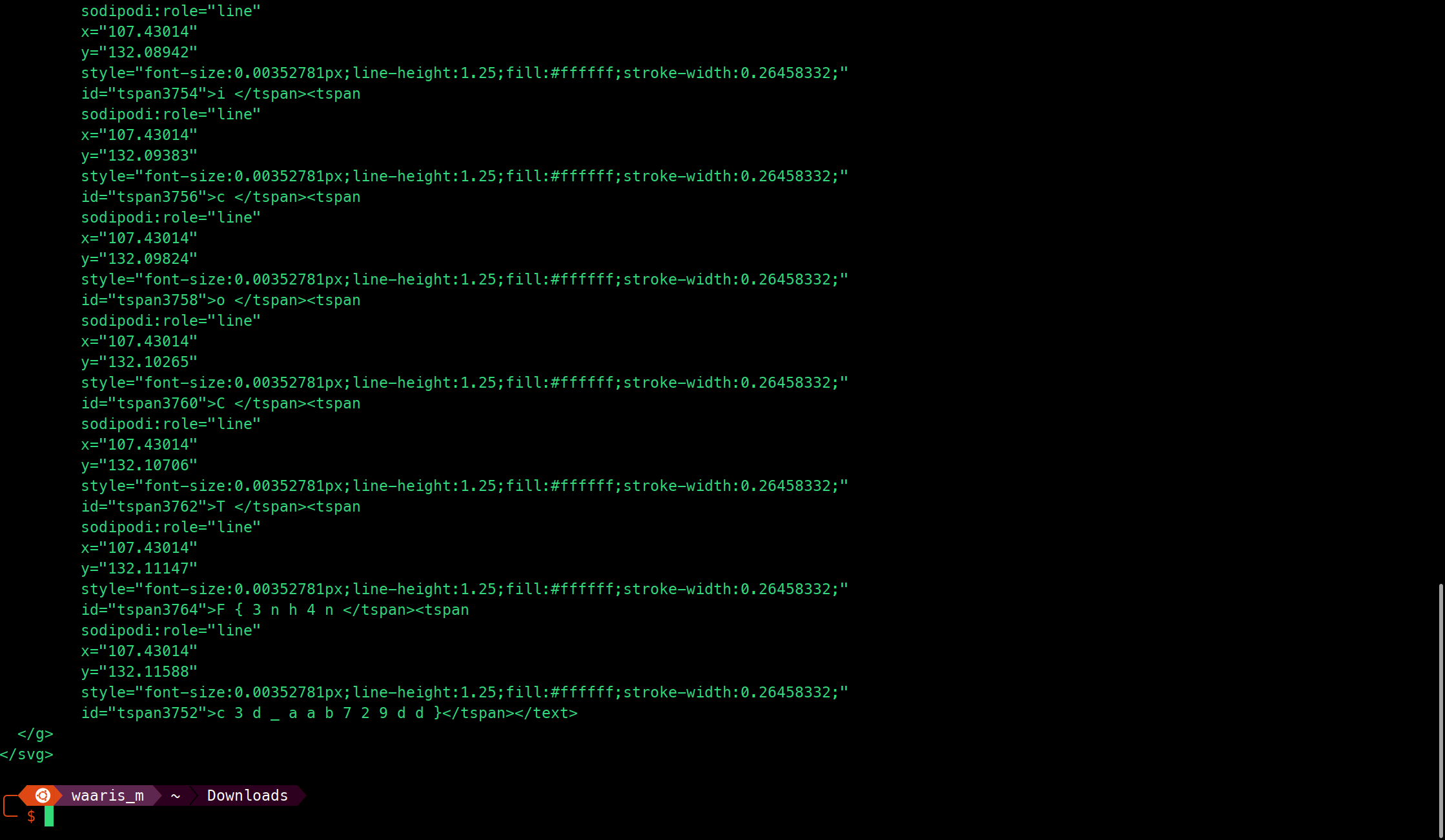 strings output