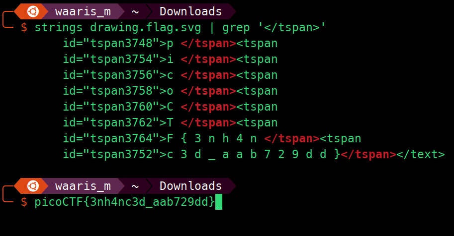 filtered output