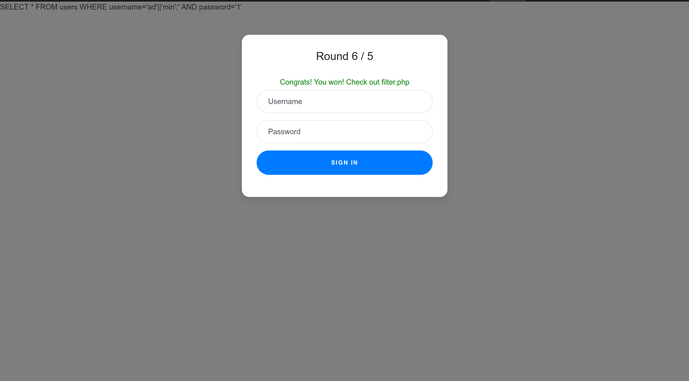 Completion page